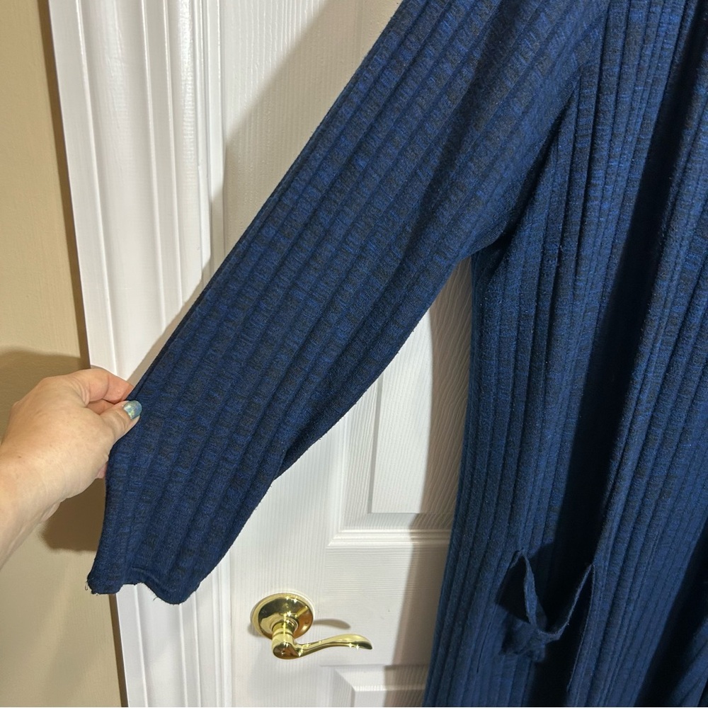 Lisa Rinna Collection Navy Open-Front Duster Cardigan - Picture 5 of 9